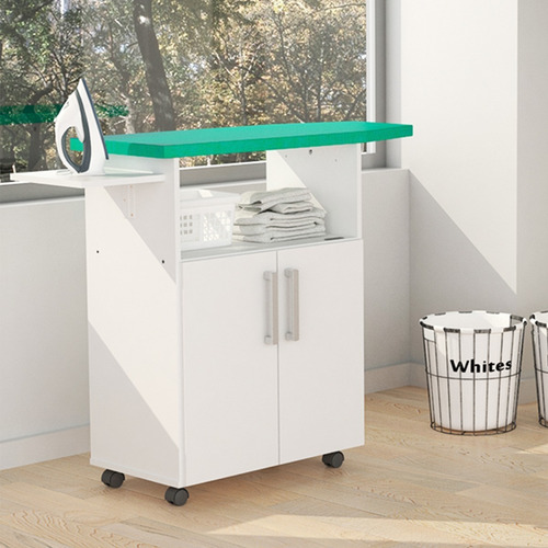 Imagen 5 de 10 de Mueble Tabla De Planchar Organizador De Planchado Puertas Para Guardado Posa Plancha Espacio Para Colgar Perchas