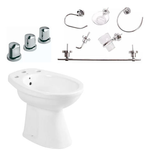 Juego Bidet Roca + Grifería Peirano + Accesorios Baño Aq