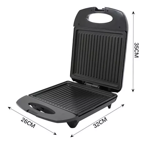 Sandwichera Tostadora Grill Para Panes Carnes Haeger Color Negro