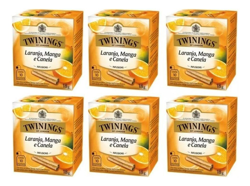 6 Twinings Of London Laranja Manga E Canela 18g 10 Saquinhos