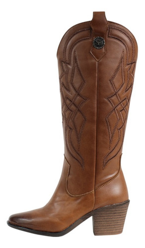 Bota Vaquera Alta Mujer Tacón Cómodo Cowboy Botines Bordado