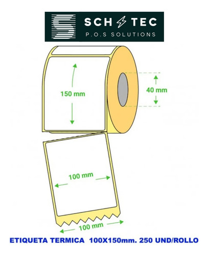 Rollo Etiquetas 100x150mm Térmicas Adhesivas Mercado Envíos Blanco Blanco