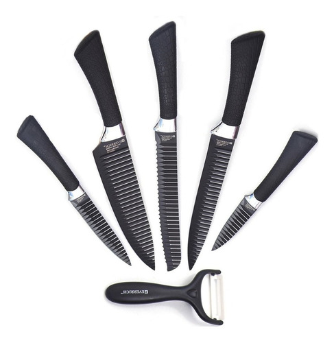 Juego Set De Cuchillos Elegante Para Cocina Chef 6 Piezas Color Cuchillos Everrich Negros