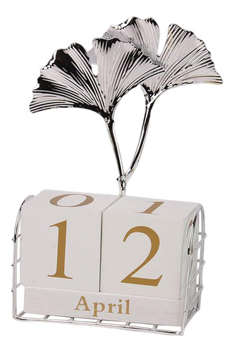 Calendario Perpetuo Decorativo Moda Hoja De Ginkgo Plata