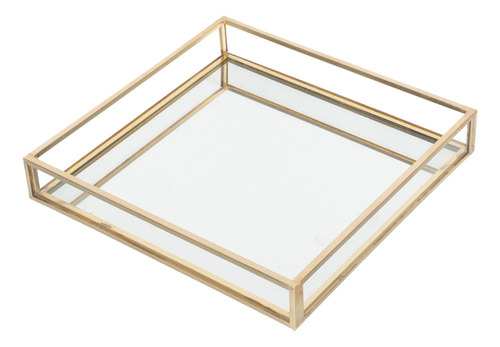 Pa Bandeja De Cristal Vanity Table Con Borde Dorado