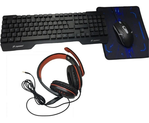 Imagen 1 de 6 de Combo Gamer Teclado + Audífonos + Mouse + Mausepad + Envio