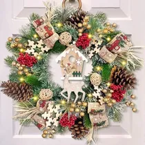 Comprar Coronas De Navidad Para Puerta De Entrada 41cm Copos Reno