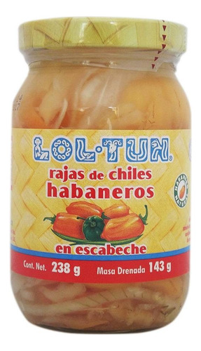 6 Pzas Nuevo Rajas De Chiles Habaneros Lol-tun En Escabeche