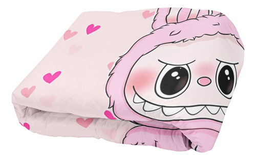 Cobija Matrimonial Diseños De Moda Tiernos Ultrasuave Labubu Rosa Lisa