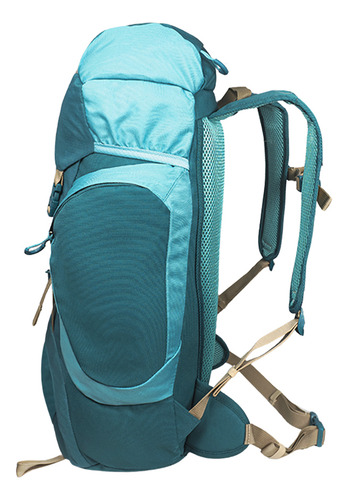 Mochila De Camping T-go Out Bound 40 Litros Ajuste Pectoral Abdominal Espaldar Ergonómico Cobertor Lluvia Xs505 Turquesa