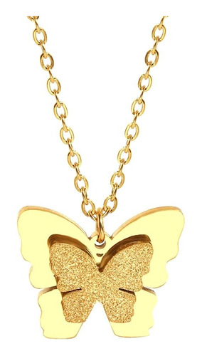 Collar Mariposa Brillante Acero Inoxidable Colgante Unisex