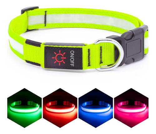 Collar Para Perro Con Luz Led Ajustable Recargable Por Usb S