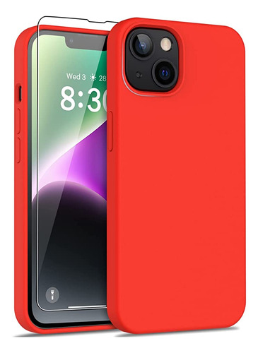 Funda Para iPhone 14 C/protector De Pantalla (rojo)