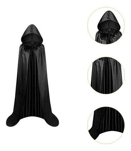 Capa Con Capucha Y Cuello Capa De Halloween Para L Negro