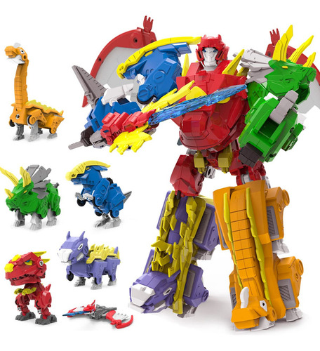 Robot Dinosaurio 6 En 1 Juguete Combinado Para Niños
