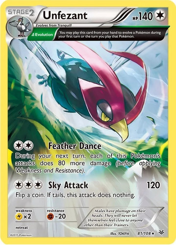 Cartas Pokemon Tcg Unfezant 81/108 Xy: Roaring Skies Singles