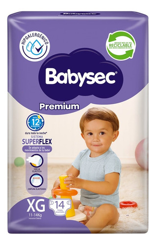 Pañales Babysec Premium Sin Género Xg 14und