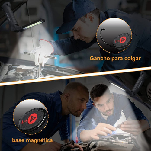 Imán De Linterna De Trabajo Recargable Inspección Lámpara Color De La Linterna Blanco Color De La Luz Negro CampingLed