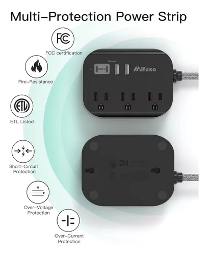 Multitoma Extensión, 3xca + 2xusb-a + 2xusb-c, 153cm, Negro