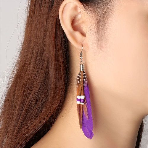 Dsv Pendiente Colgante, Pendientes De Plumas, Borla Larga,