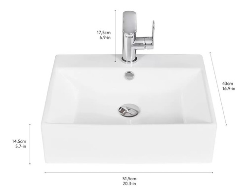 Lavabo Rectangular Lazza Con Grifo Moorefield Color Blanco