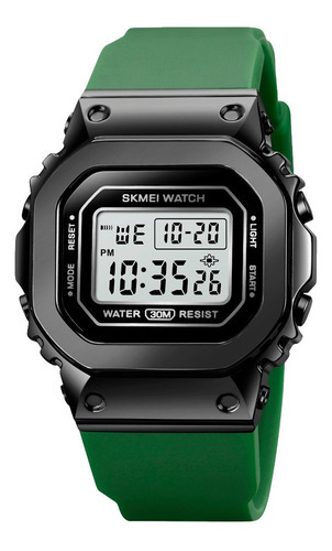 Reloj Hombre Skmei 1796 Digital Alarma Fecha Cronometro Color De La Malla Verde Militar Color Del Fondo Blanco