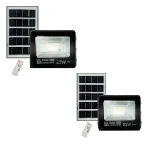 Comprar 2 Pack Reflector Luz Led Solar 25w Ip67 Exteriores Panel Solar Impermeable Con Control Remoto