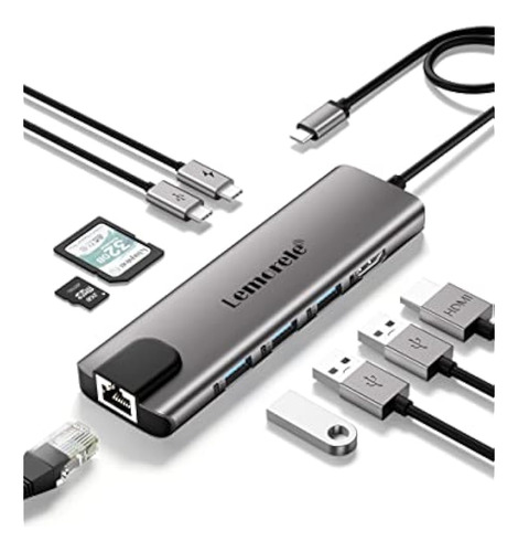 Hub Usb C, Adaptador Multipuerto Lemorele 9 En 1 Usb C Hub C