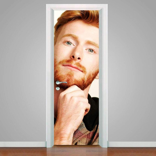 Adesivo Para Porta Homem Com Barba 4-83x210cm