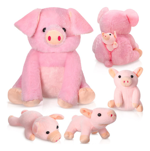 Zomiboo Juego De 4 Animales De Peluche De Cerdo Con 3 Cerdi.