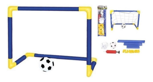 Kit Futebol Mini Gol Infantil Acompanha C/ Bola Rede E Bomba