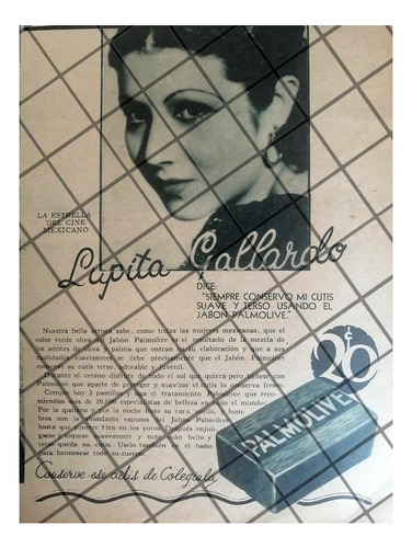 Cartel Publicitario Retro Palmolive Y Lupita Gallardo 1934