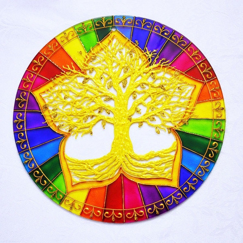 Imagem 1 de 3 de Mandala Árvore Da Felicidade E Da Fortuna E Pentagrama 25cm