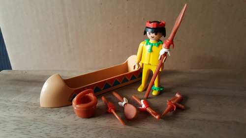 Vintage Playmobil Set 13352 Indio Con Canoa Aurimat 