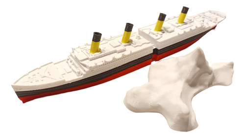 Titanic Juguete 30cm 2 Partes Encastrables + Iceberg (flota) Amarillo