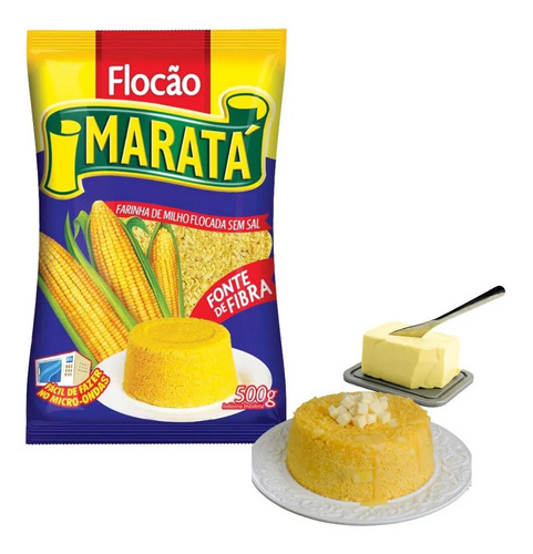 Imagem 2 de 4 de Farinha De Milho Flocada Flocão Cuscuz Maratá Sem Sal 500g