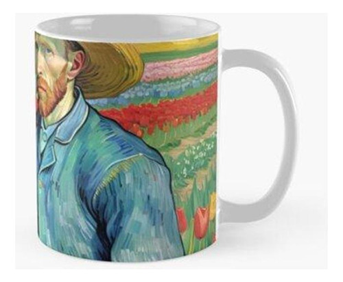 Taza X4 Vincent Van Gogh En Un Campo De Tulipanes Calidad Pr
