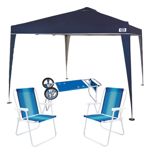 Tenda Gazebo 3x3 M Dobrável + Carrinho De Praia + 2 Cadeiras