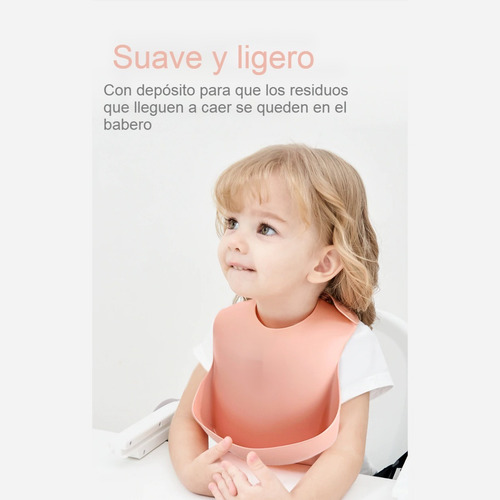 Imagen 4 de 9 de Babero Silicón Impermeable Ecológico Con Caritas Para Bebe
