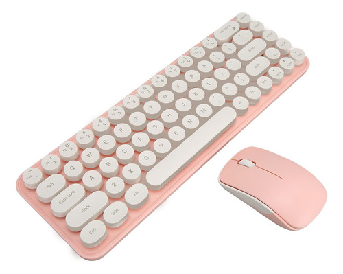 Combo Teclado Inalambrico Mouse Lindo Retro Portatil Mini