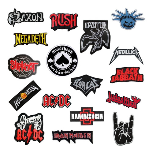20 Parches Bordados Música Bandas  Heavy Metal Hard Rock