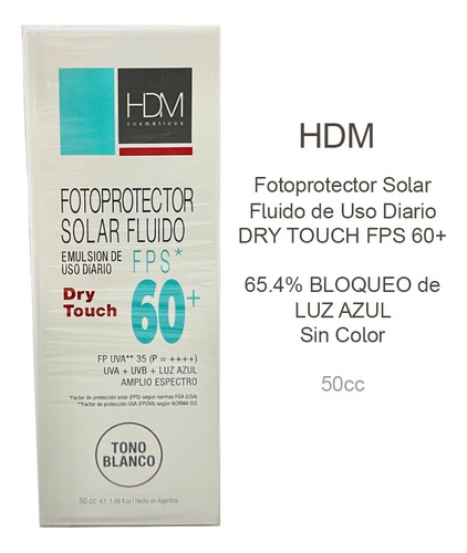 Fotoprotector Solar Fps 60+ Tono Blanco 50cc Hdm