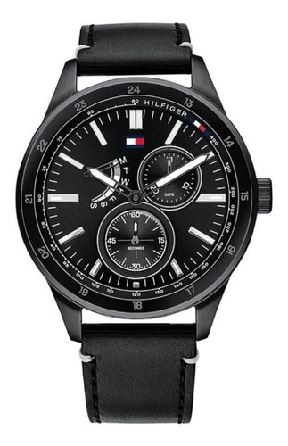 Reloj Tommy Hilfiger Hombre Austin Cuero Negro Sumergible