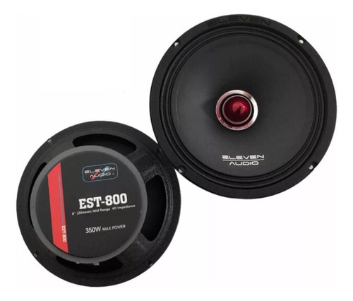 Bocina tipo midrange Eleven Audio EST-800 para auto/camioneta color negro/rojo de 4Ω 8" x 5.2" x 8 " x 2 unidades 