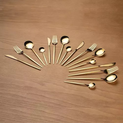 Set Cubiertos Gold 4 Personas Acero Color Dorado