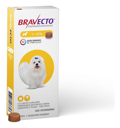Anti Pulgas Carrapatos Bravecto Cápsula Cães Até 4,5kg