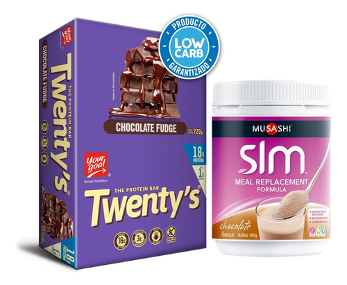 Barras De Proteina Twentys 12u Fudge + Slm Mrp Bajar De Peso