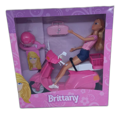 Muñeca Brittany Con Scotter Moto Tipo Barbie B Envio Gratis