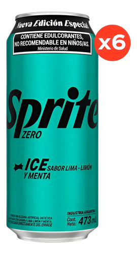 Nueva Sprite Ice 473ml Con Menta Pack X 6 Latas