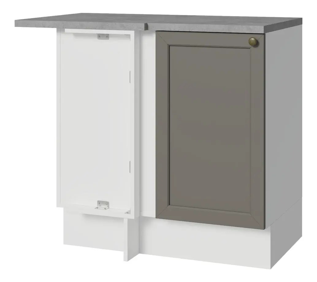 Bajo Mesada Esquinero Modular Vik Madesa 1 Puerta Blanco/gris